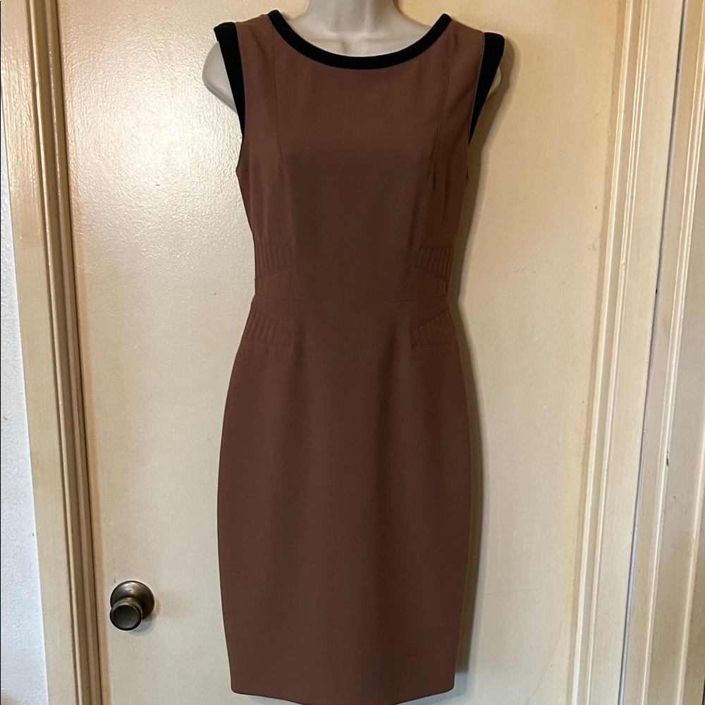 RACHEL Rachel Roy Sleeveless Brown Midi Dress with Black Accents size 2